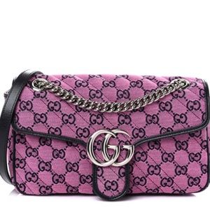 GUCCI Monogram Multicolor Matelasse Diagonal Small GG Marmont Shoulder